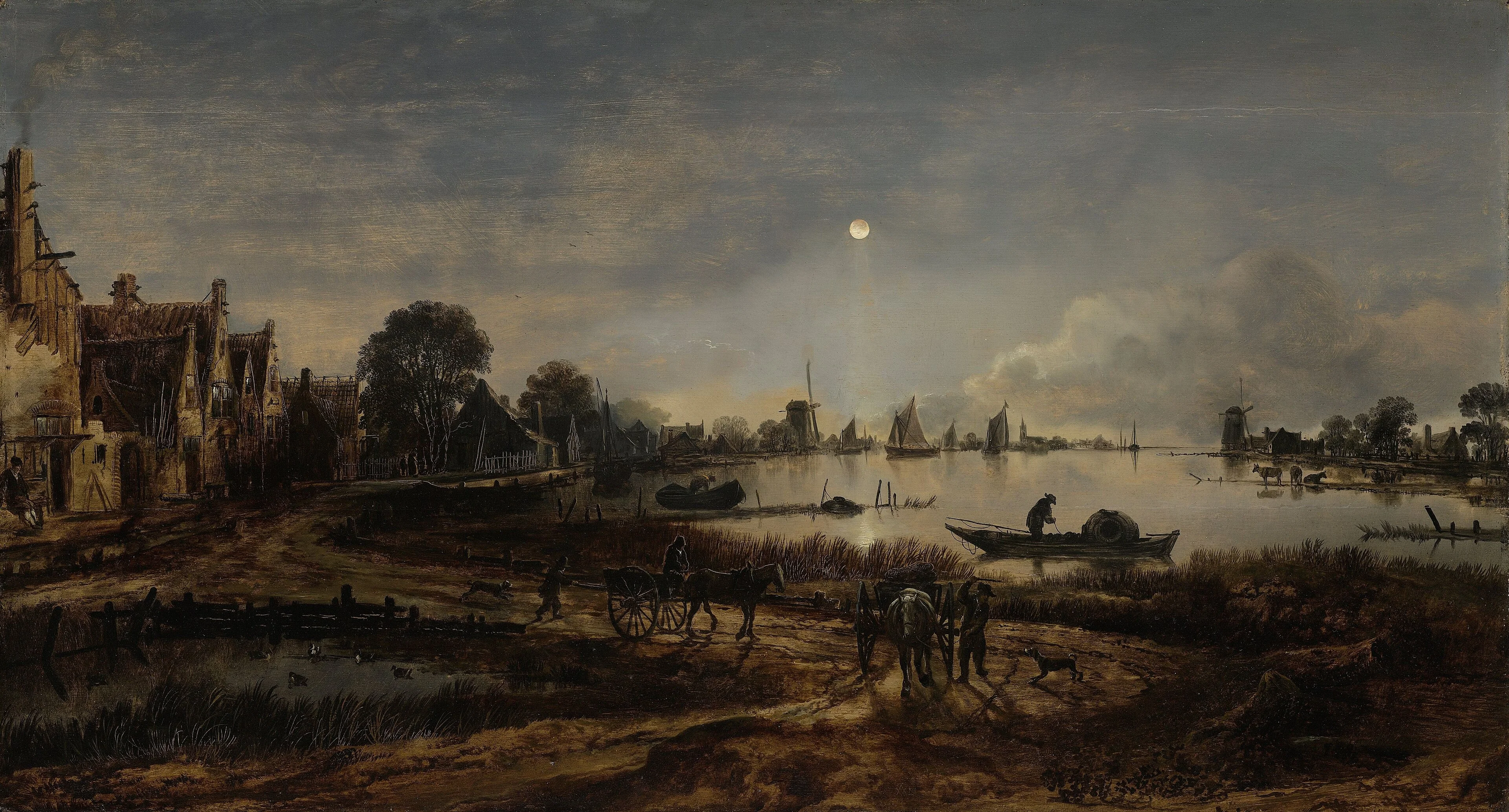 River View by Moonlight, detail