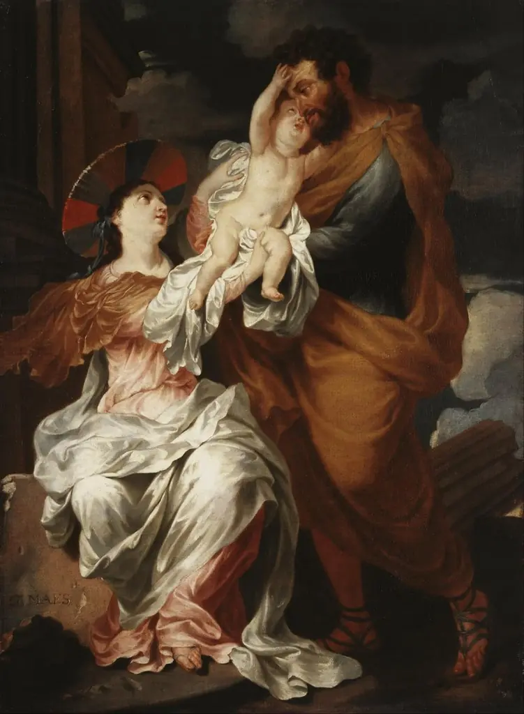 Holy Family, by Godfried Maes, oil, 1692
