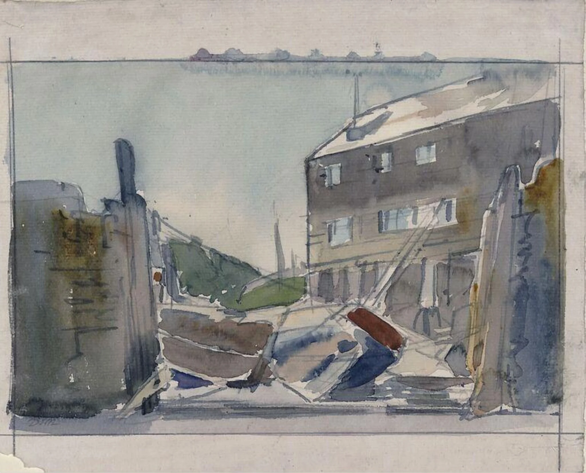 Shipyard at Padstow, detail