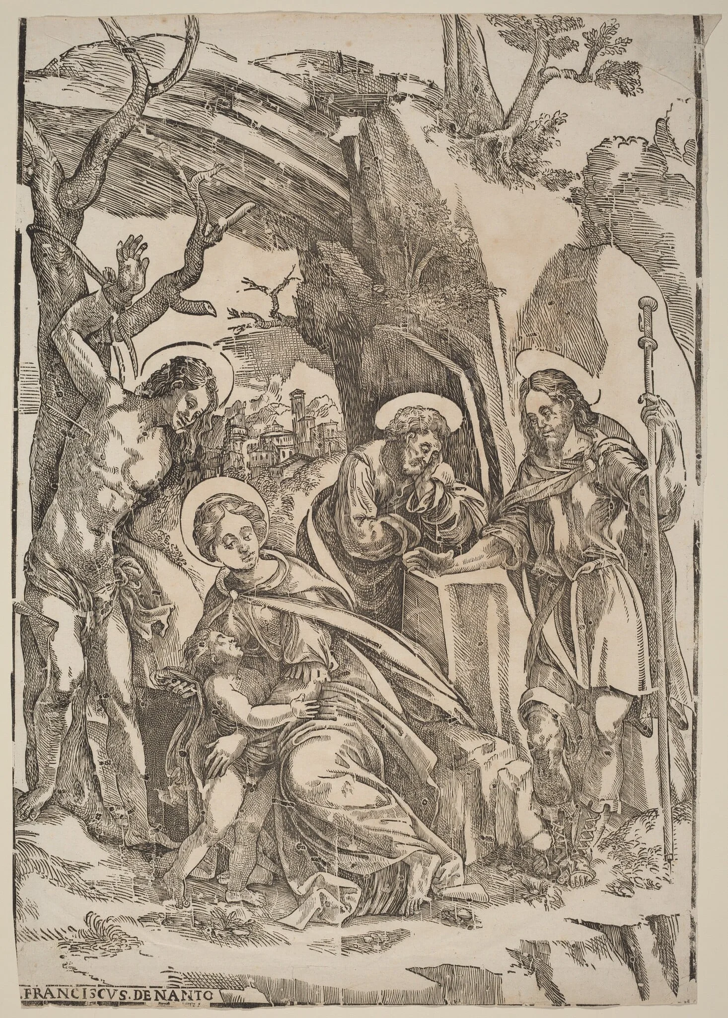 The Holy Family with Saint Sebastian and Saint Roch, detail