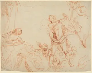 Mythological Composition with Chronos and Harpies [recto], by Giovanni Battista Cipriani, chalk, 1756