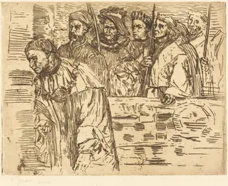 Archers (Les archers), by Alphonse Legros, ink, 1862