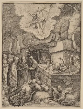 The Resurrection, by Wenceslaus Hollar, ink, 1642