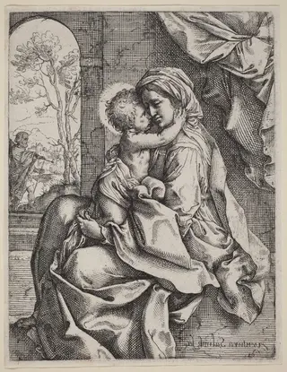 Virgin and Child, by Ventura Salimbeni, ink, 1590