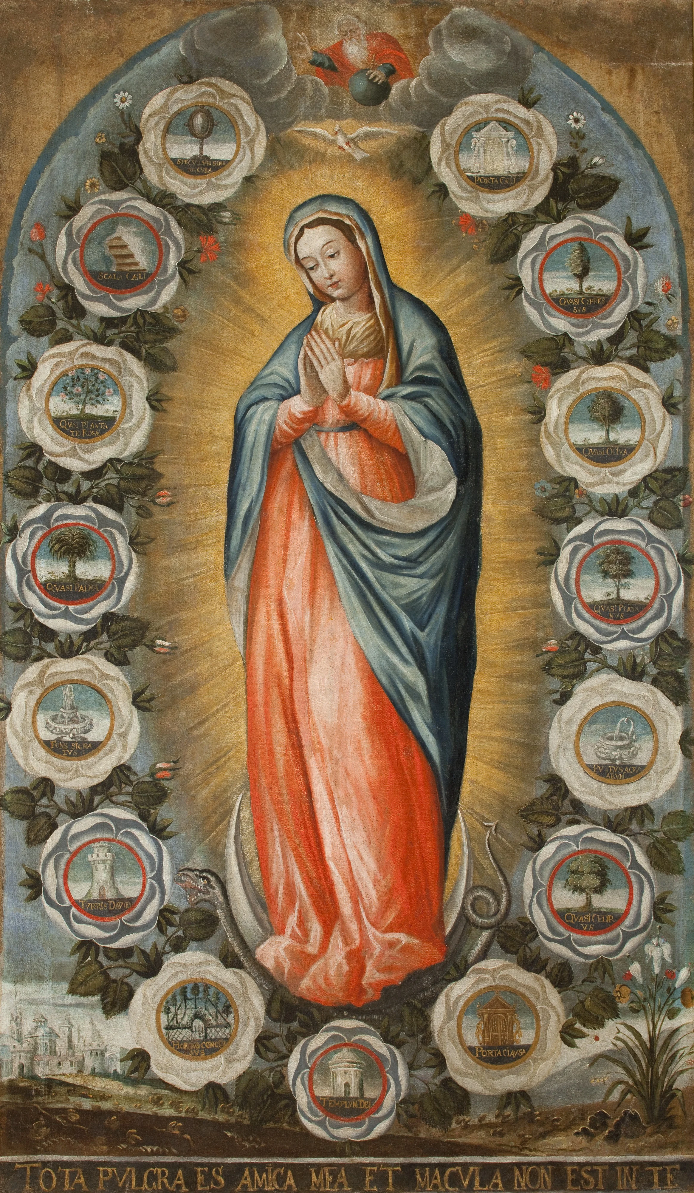 Virgin Mary-Immaculata Surrounded by a Rosary, detail