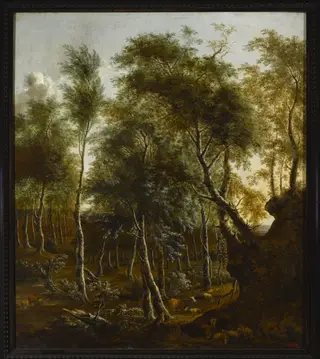 Forest landscape, by Frederik de Moucheron, oil, 1665