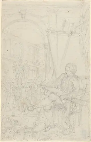 Self-Portrait, by Hubert François Gravelot, graphite, 1740