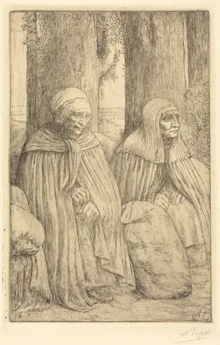 Peasants (Paysannes), by Alphonse Legros, ink, 1874