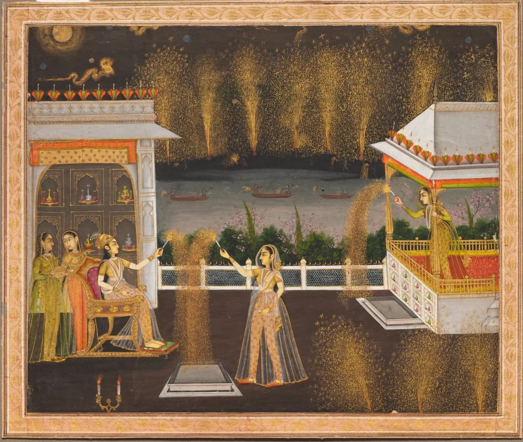 Royal Women Celebrating Diwali, detail