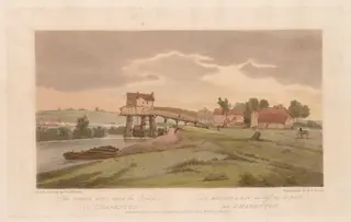A Selection of Twenty of the Most Picturesque Views in Paris: The Water Mill above the Bridge at Charenton, by Thomas Girtin