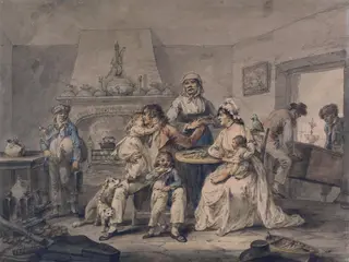 The Sailor's Return Home, by Julius Caesar Ibbetson, watercolor, 1795