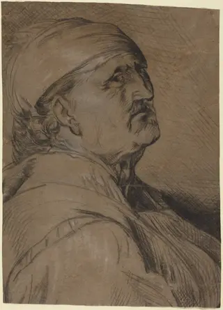 Head of an Old Man, by Gerrit Claesz Bleker, chalk, 1632