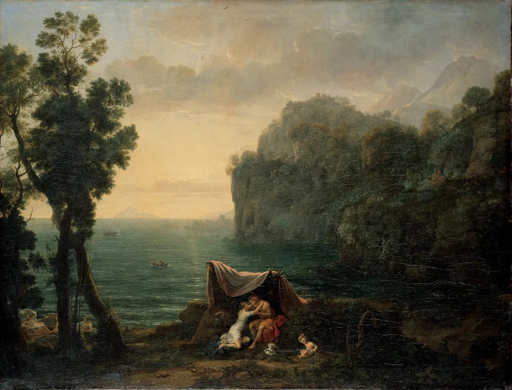 Landscape with Acis and Galatea, by Claude Lorrain, oil, 1657