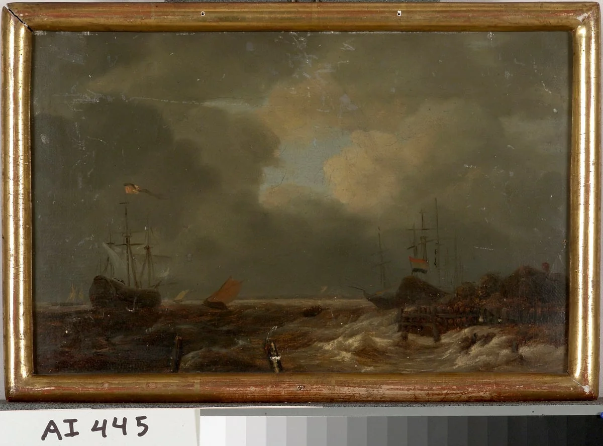 Hollantilainen satama, kopio Jacob van Ruisdaelin mukaan, detail