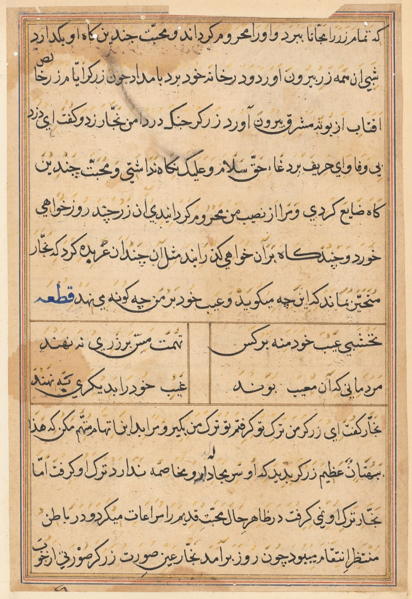 Page from Tales of a Parrot (Tuti-nama): text page, detail