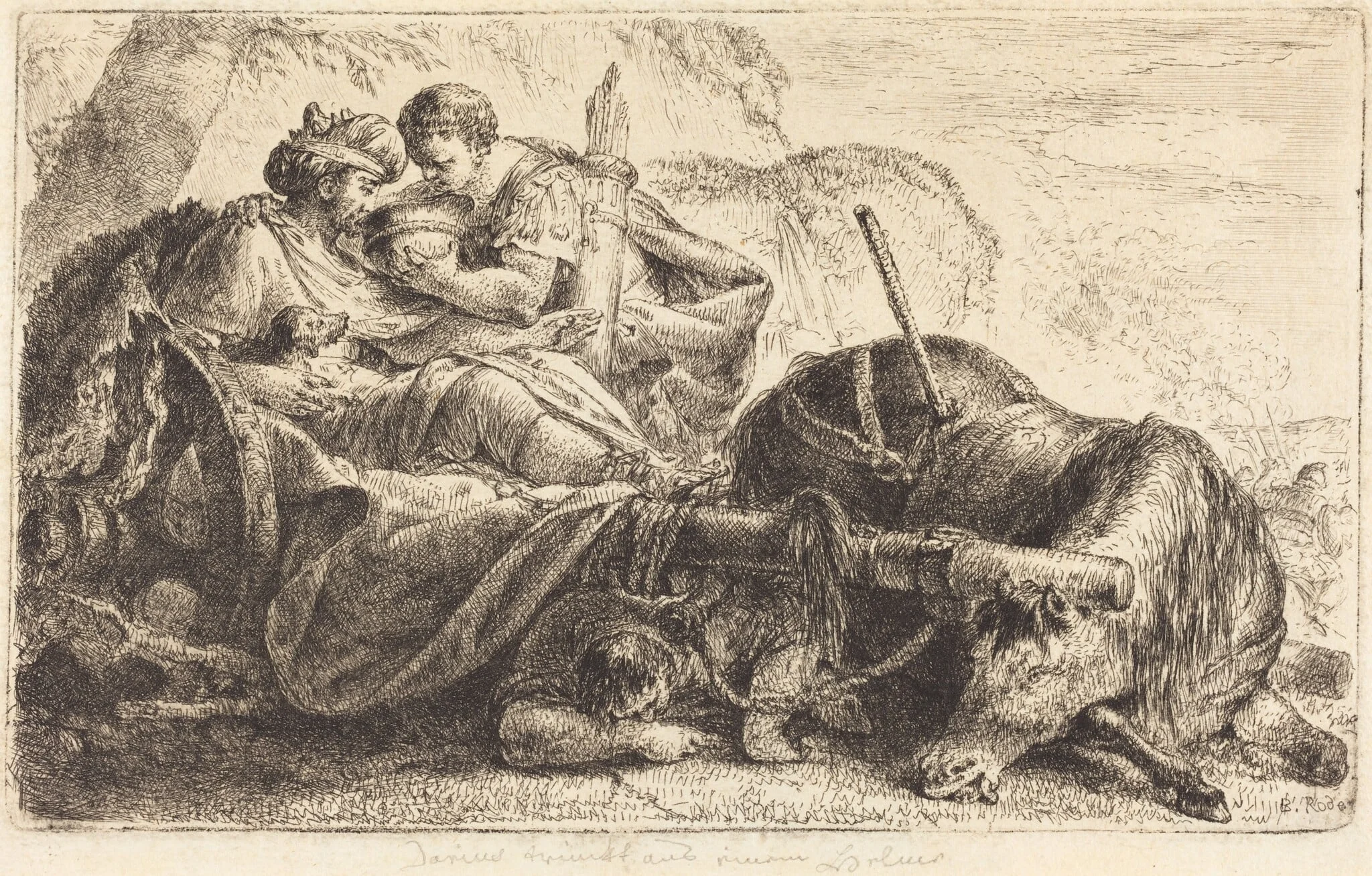 Darius Receiving Water from the Helmet of One of Alexander's Soldiers, detail
