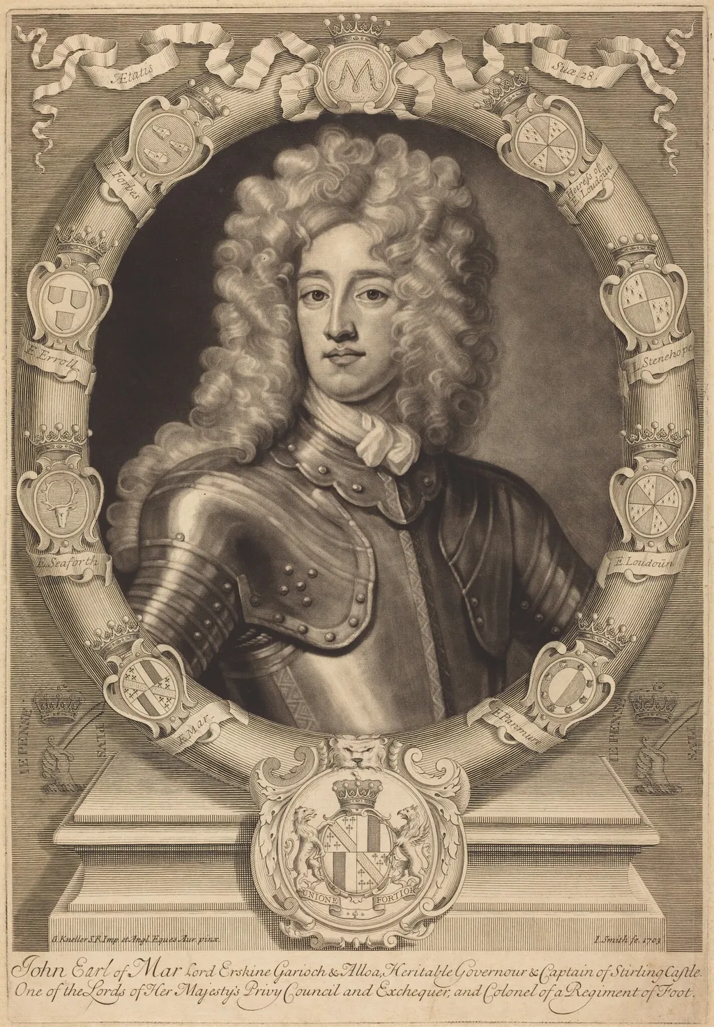 John, Earl of Mar, Lord Erskine, by John Smith, ink, 1703
