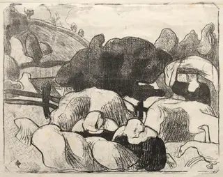 Les Bretonneries: Breton Women Making Haystacks (Bretonnes Faisant les Foins), by Émile Bernard, 1889
