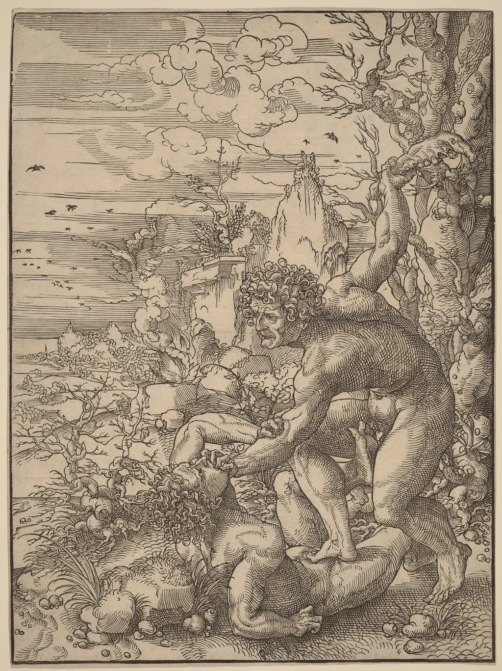 Cain Killing Abel, by Jan Gossaert, ink, 1525