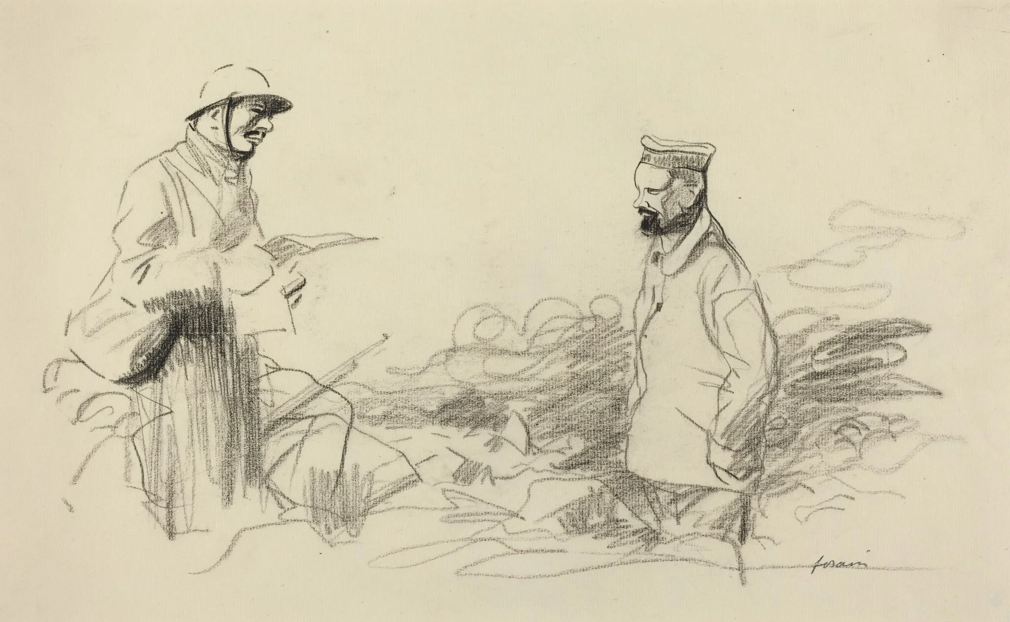 Poilu Acknowledging German Soldier, detail