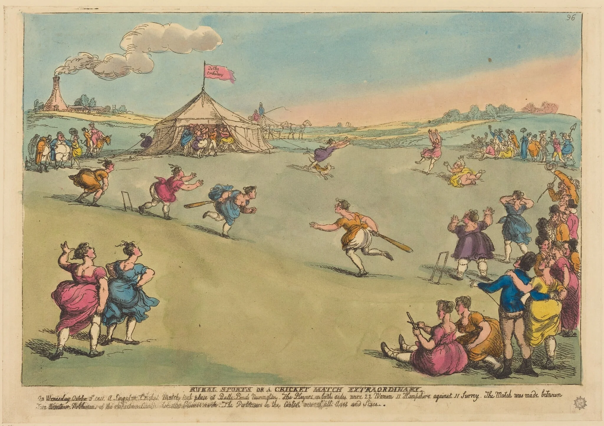 Rural Sports or a Cricket Match Extraordinary, detail
