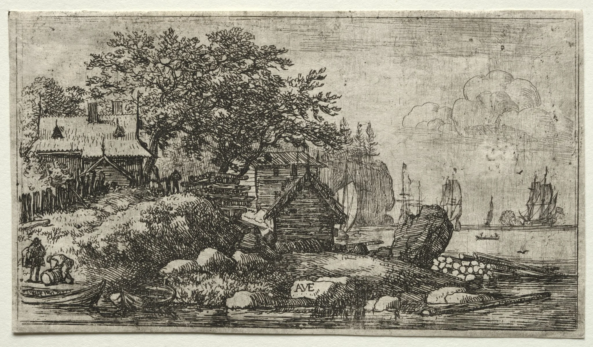 Eight landscapes (H.57-64): Landscape with Two Empty Boats, detail