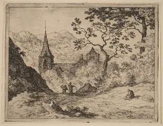 The Steeple, by Allart van Everdingen, ink, 1650