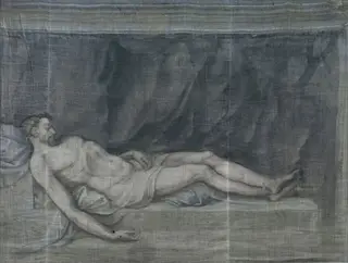 Cristo yacente, by Diego de Urbina, tempera, 1569