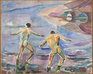 Bathing Men, by Edvard Munch, oil, 1918