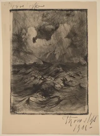 Storm at Sea, by Thorvald Simeon Niss, ink, 1901