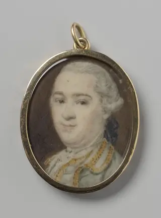 Portret van een man, by Daniël Bruyninx, ivory, 1750