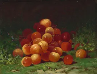 Mound of Cherries, by William Mason Brown, oil, 1863