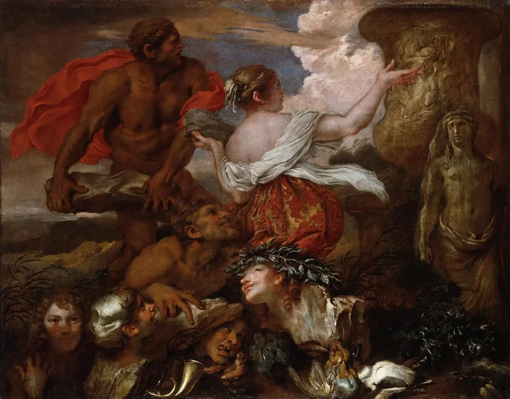 Deukalion and Pyrrha, by Giovanni Benedetto Castiglione, paint, 1655