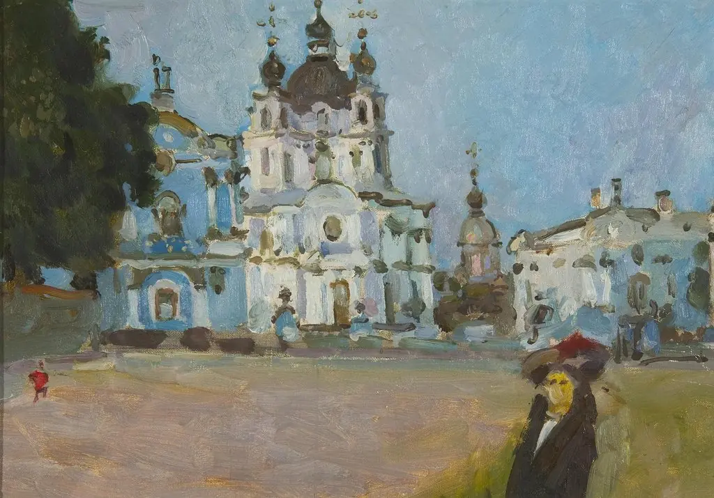 Smolny Cathedral. Sketch, by Stepan Yaremich, oil, 1905