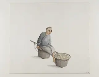 A Seller of Dried Bean Curd, by Puqua, paint, 1790