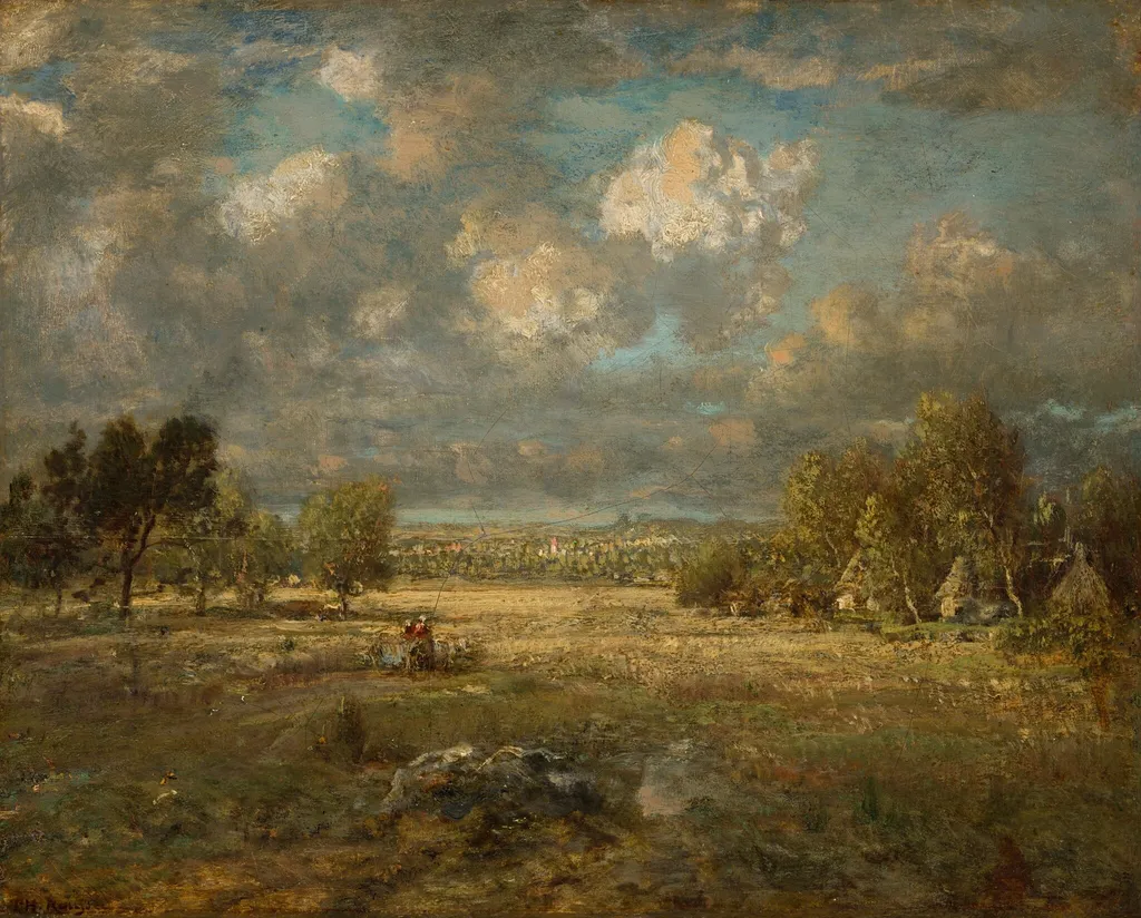 Countryside in Picardy, by Théodore Rousseau, oil, 1860