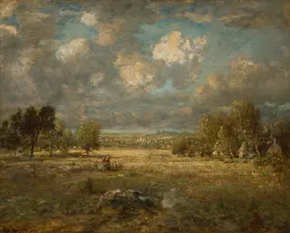 Countryside in Picardy, by Théodore Rousseau, oil, 1860