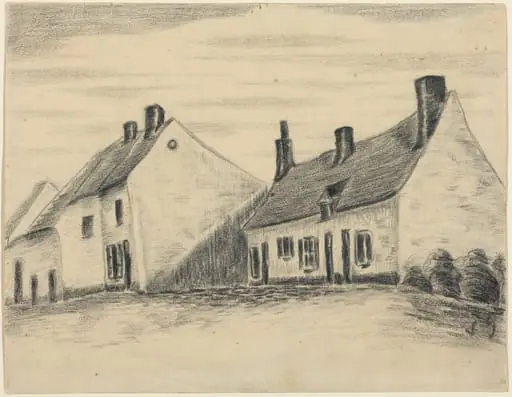 The Zandmennik House, by Vincent van Gogh, charcoal, 1880