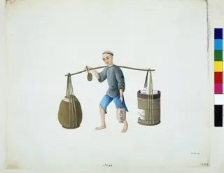 Man Selling Soft Bean Curd, by Puqua, paint, 1790