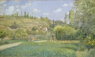 A Cowherd at Valhermeil, Auvers-sur-Oise, by Camille Pissarro, oil, 1874