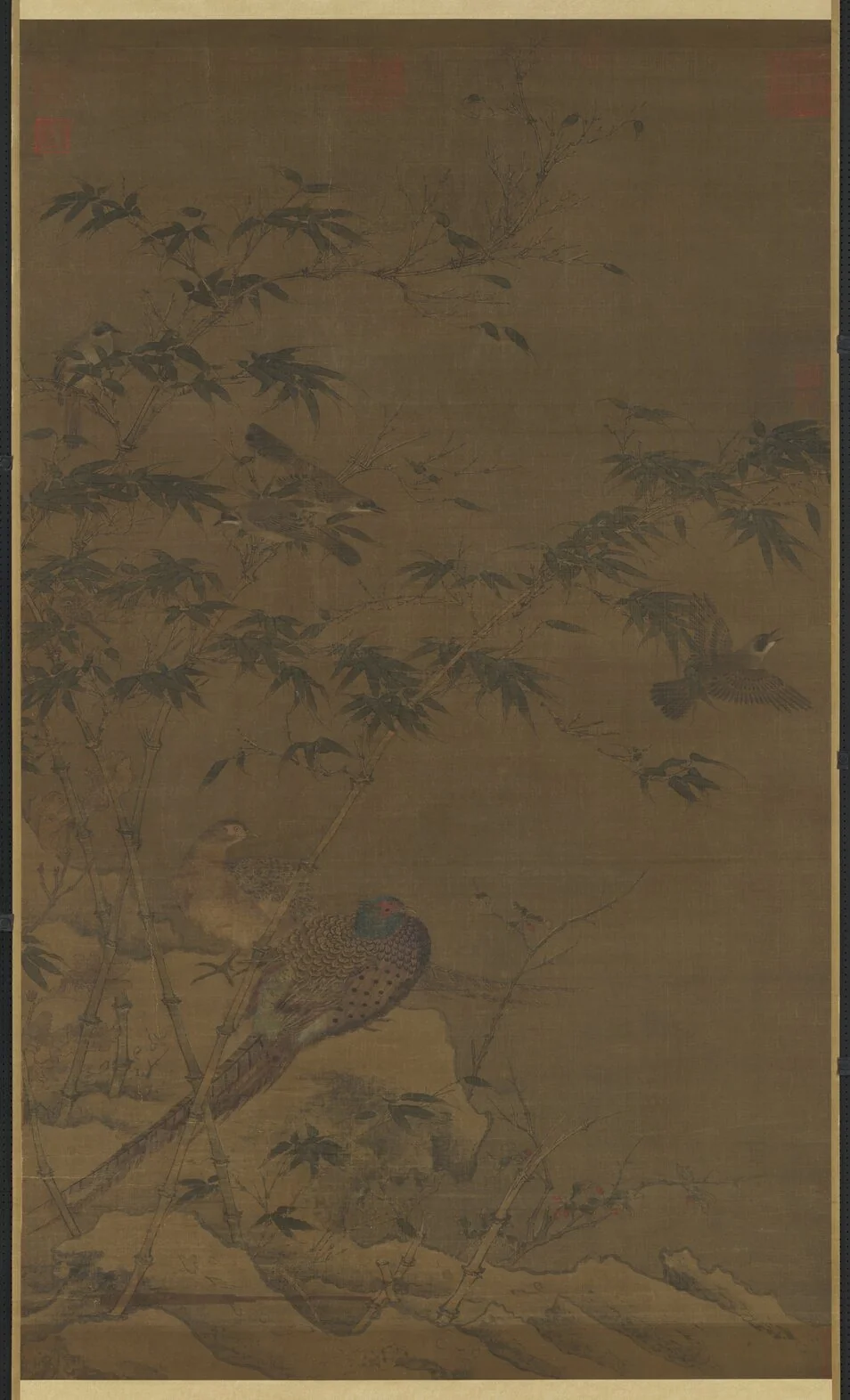 宋人翠竹翎毛 軸, detail