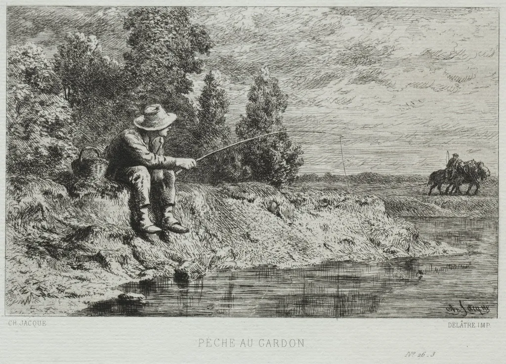 Fishing, by Charles Jacque, 1865
