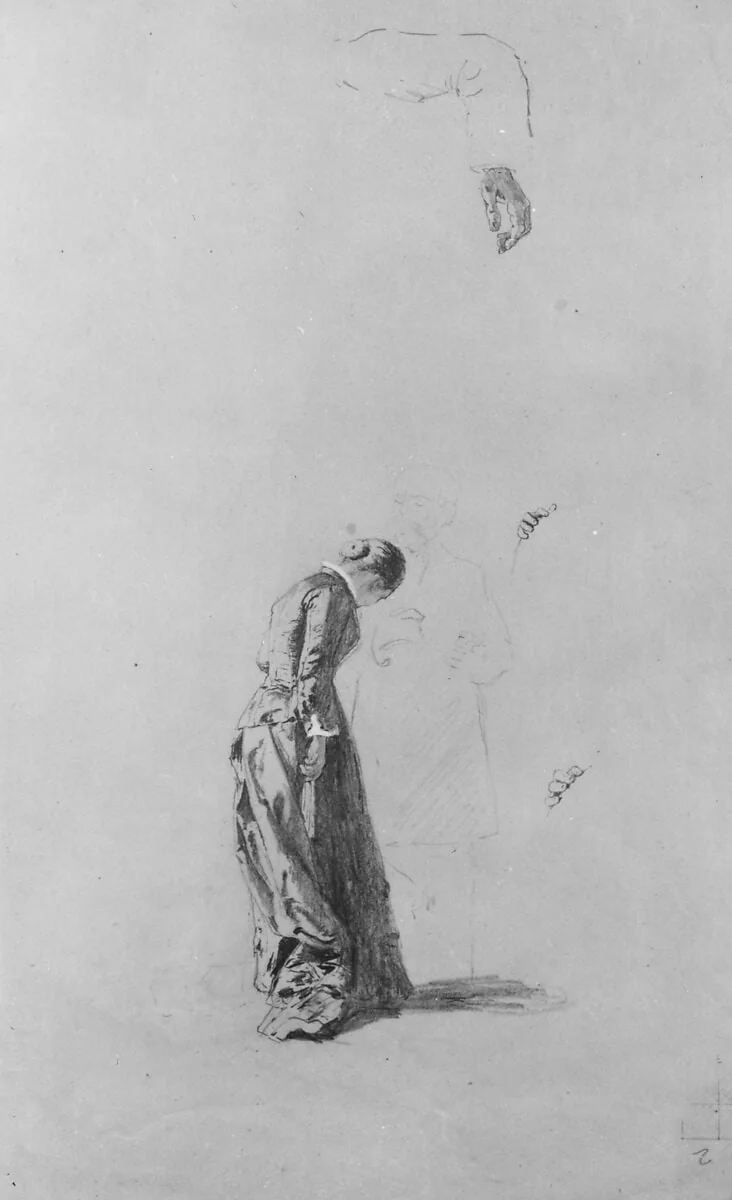 Standing Woman with Man in Outline, detail