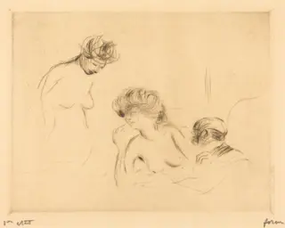 En cabinet particulier (3e planche) (In a Private Room) (third plate), by Jean-Louis Forain, ink, 1910