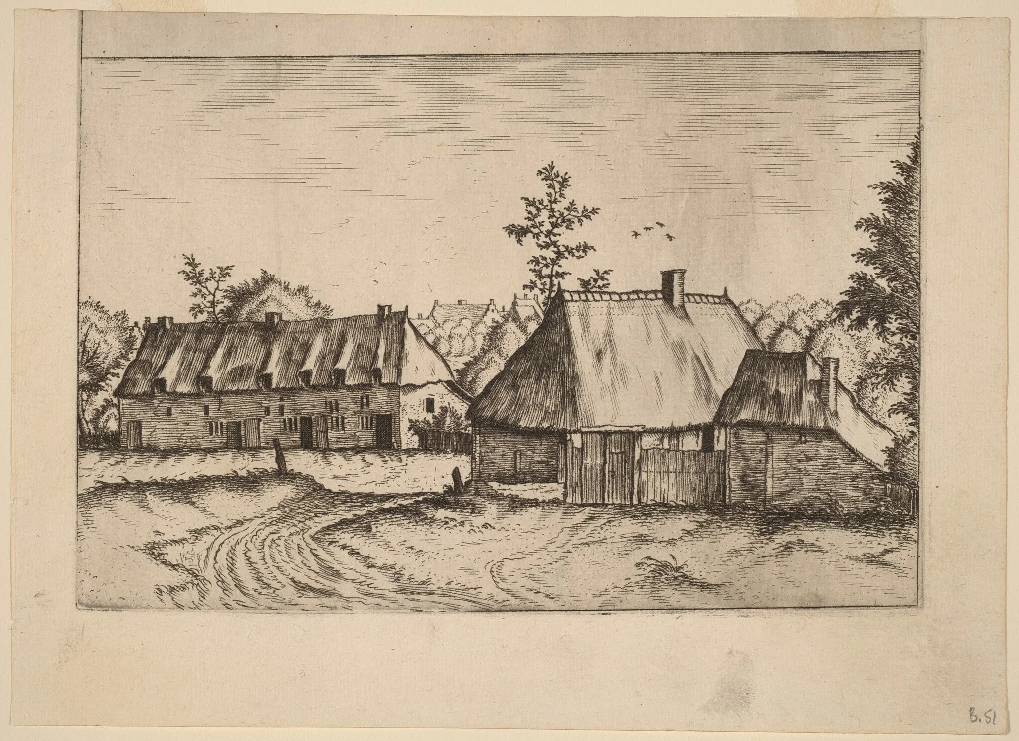 Farm and Row of Houses, detail