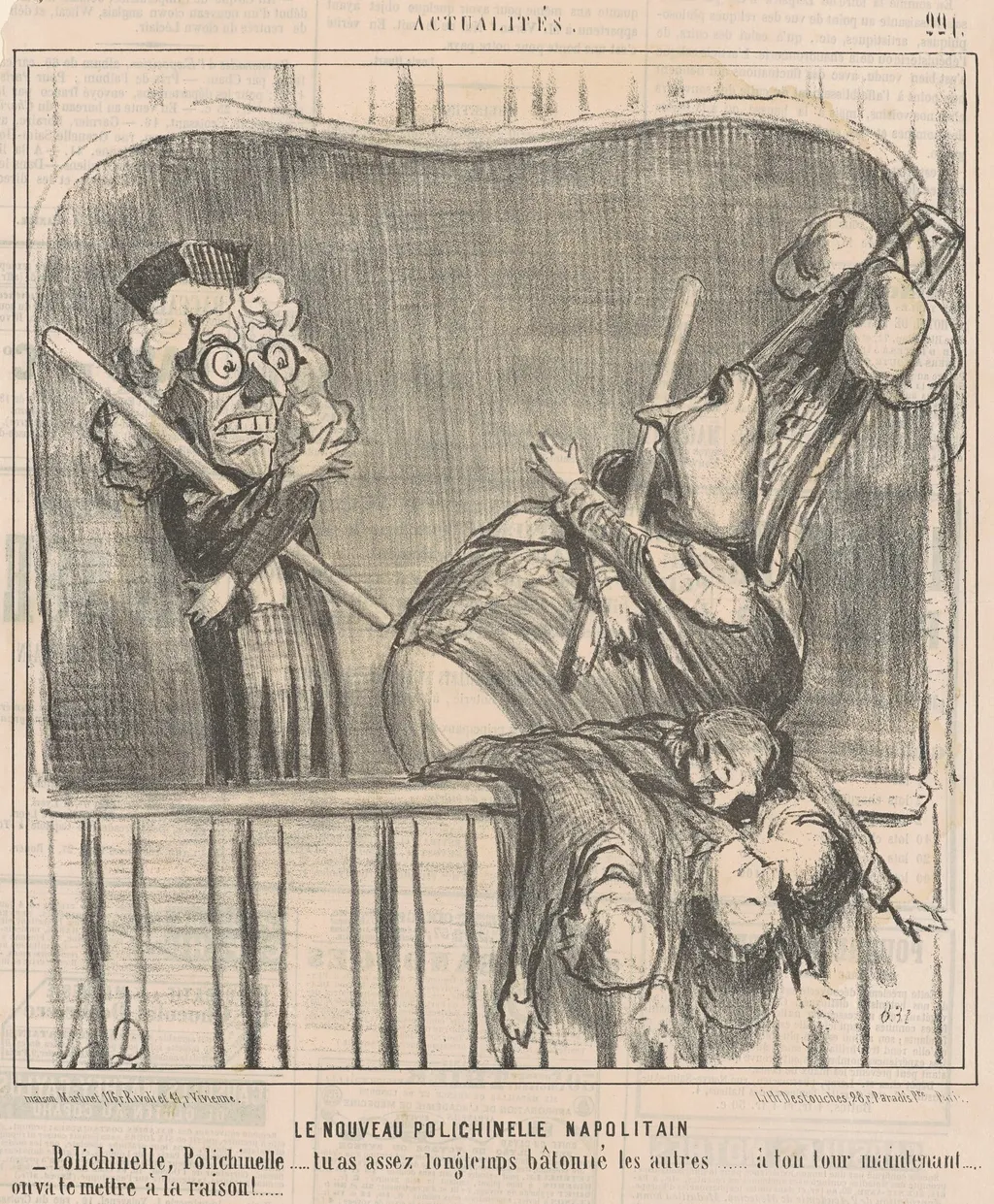 Le nouveau polichinelle napolitan, by Honoré Daumier, ink, 1855