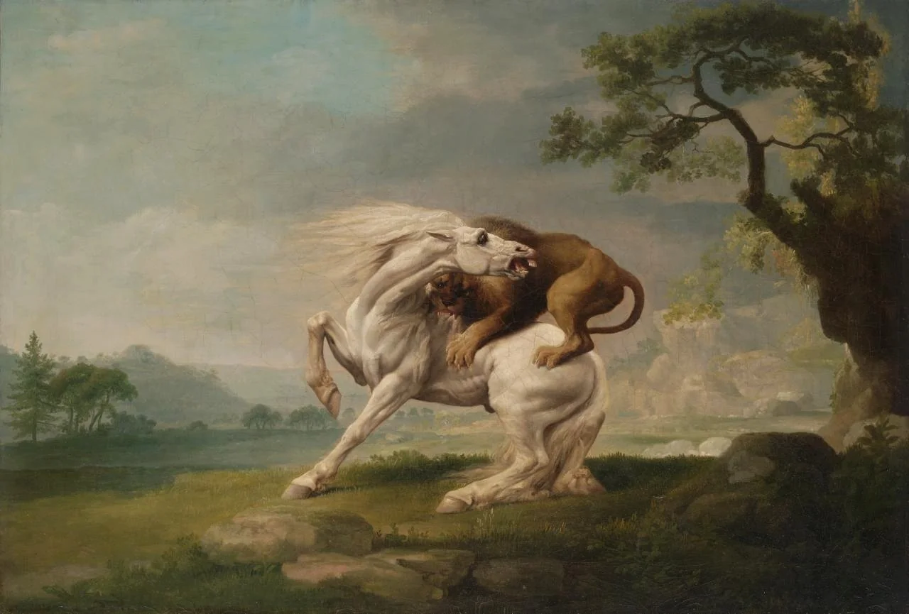 A lion attacking a horse, detail