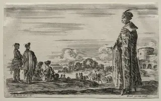 Various Figures and Landscapes:  A Group of Polish Gentlemen, by Stefano Della Bella, 1649