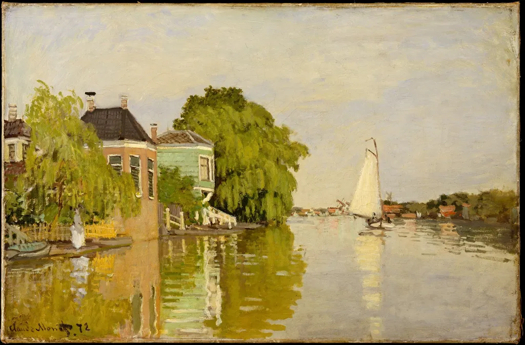 Houses on the Achterzaan, by Claude Monet, oil, 1871