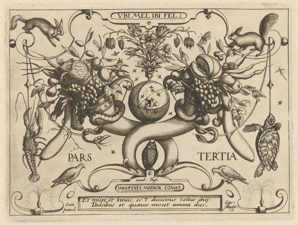 Archetypa studiaque patris Georgii Hoefnagelii [Part 3, Plate 1], by Jacob Hoefnagel, ink, 1592